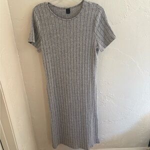 SHEIN Heather Gray Ribbed Midi Dress